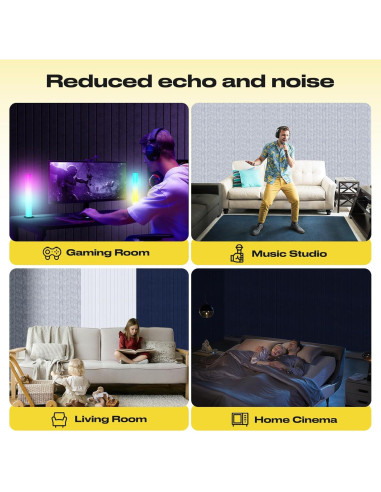 Paquete de 18 Paneles Acústicos Aislantes Autoadhesivos 30.48cm