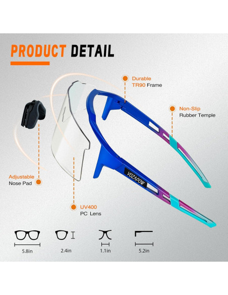 Gafas de sol VOZAPOW XL fotocromáticas para ciclismo Gafas de sol VOZAPOW XL fotocromáticas para ciclismo