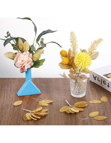 200 Hojas Artificiales Doradas Xthrotsenk para Decoración DIY