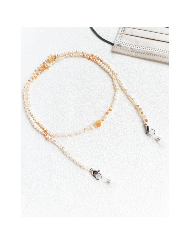 Cadena de Gafas Chic con Perlas de Cristal Amarilla