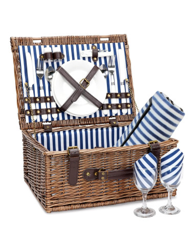 Cesta de Picnic de Mimbre INNO STAGE para 2 con Manta Impermeable