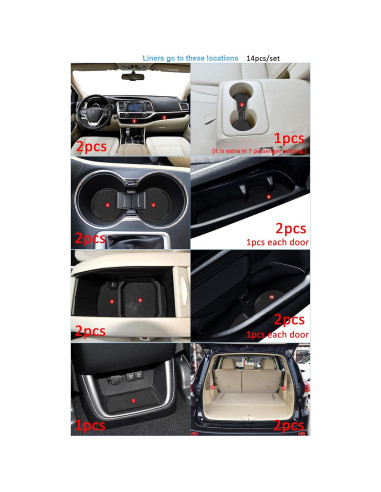 Forro Antidust para Portavasos Toyota Highlander 2014-2019 Negro 14pcs