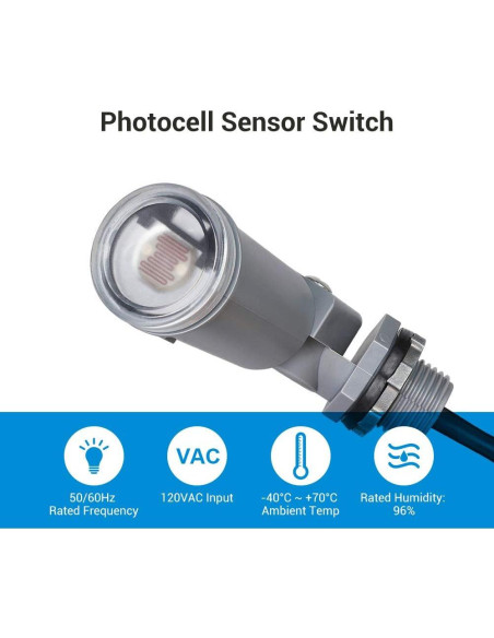 Sensor de Luz DEWENWILS Fotocélula 120V AC Impermeable Sensor de Luz DEWENWILS Fotocélula 120V AC Impermeable