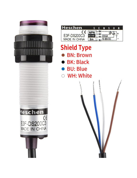 Interruptor de Proximidad Fotoeléctrico Heschen E3F-DS200C3 10-200cm Interruptor de Proximidad Fotoeléctrico Heschen E3F-DS200C3 10-200cm