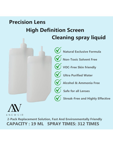 Limpiador de gafas ANEWSIR, Spray 19ml, Sin alcohol, Portátil