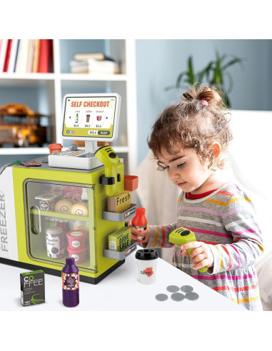 Caja Registradora y Cafetera de Juguete deAO - Verde 2 en 1