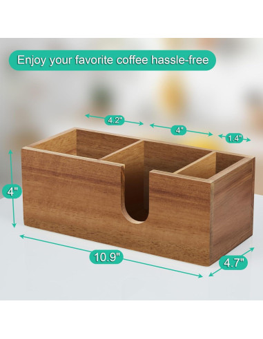 Soporte Organizador de Tazas ALELION de Madera de Acacia 27.7x11.9cm