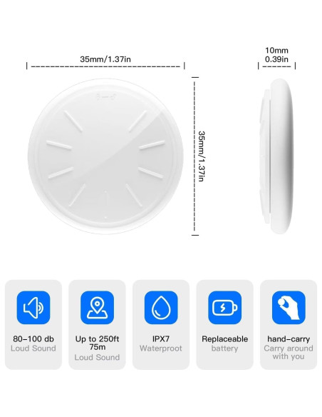 Rastreador Bluetooth TRZX, Paquete de 4 Etiquetas GPS Rastreador Bluetooth TRZX, Paquete de 4 Etiquetas GPS