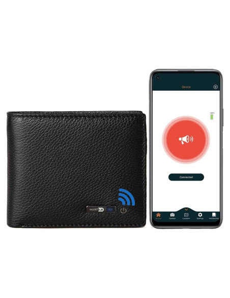 Billetera Bluetooth Antipérdida Smart LB de Cuero Negro Billetera Bluetooth Antipérdida Smart LB de Cuero Negro