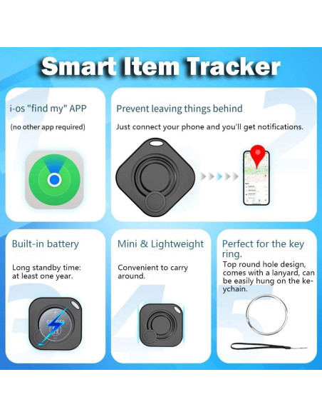 Localizador de Llaves Bluetooth DoHome Negro - Antipérdida Localizador de Llaves Bluetooth DoHome Negro - Antipérdida