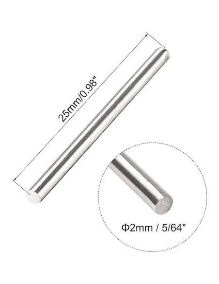 Varilla Redonda Sólida Acero Inoxidable 304 2mm x 25mm - 20pcs Varilla Redonda Sólida Acero Inoxidable 304 2mm x 25mm - 20pcs