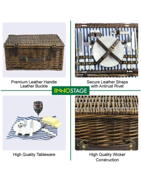 Cesta de Picnic de Mimbre INNO STAGE para 2 con Manta Impermeable Cesta de Picnic de Mimbre INNO STAGE para 2 con Manta Impermeable