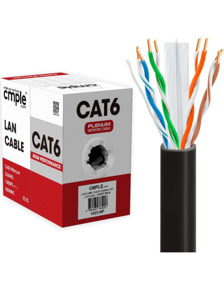 Cable Ethernet Cat6 Plenum 1000ft Cmple Negro 550MHz UTP Cable Ethernet Cat6 Plenum 1000ft Cmple Negro 550MHz UTP