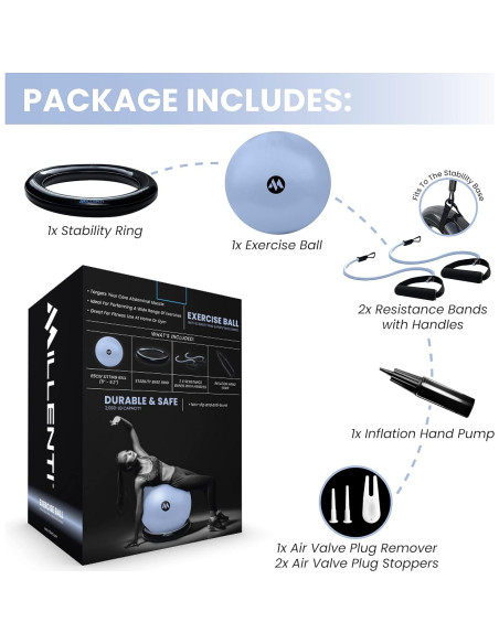 Silla de Pelota de Ejercicio Millenti 65cm con Accesorios Silla de Pelota de Ejercicio Millenti 65cm con Accesorios