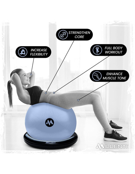 Silla de Pelota de Ejercicio Millenti 65cm con Accesorios Silla de Pelota de Ejercicio Millenti 65cm con Accesorios