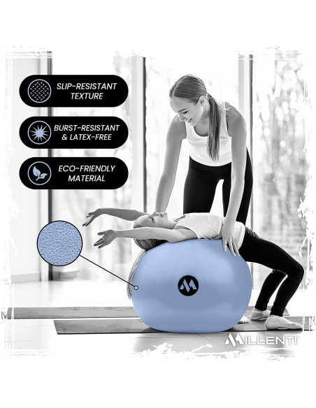 Silla de Pelota de Ejercicio Millenti 65cm con Accesorios Silla de Pelota de Ejercicio Millenti 65cm con Accesorios