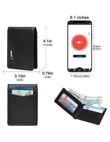 Rastreador de Billetera Bluetooth SMART LB 203 Negro con GPS