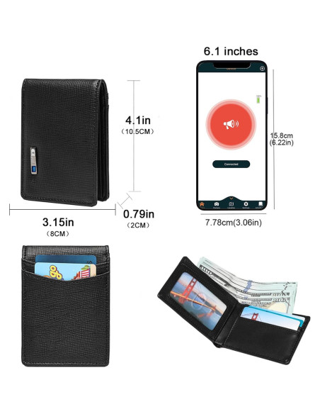 Rastreador de Billetera Bluetooth SMART LB 203 Negro con GPS Rastreador de Billetera Bluetooth SMART LB 203 Negro con GPS