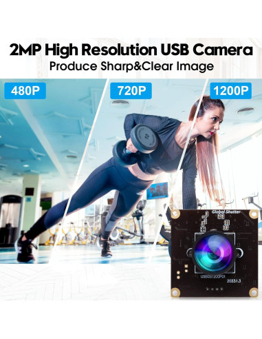 Cámara USB ELP 1080P Obturador Global 90fps Lente Gran Angular