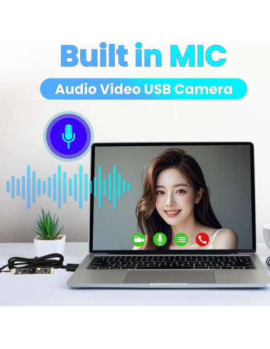 Cámara USB ELP 8MP con Micrófono y Lente 64 para PC