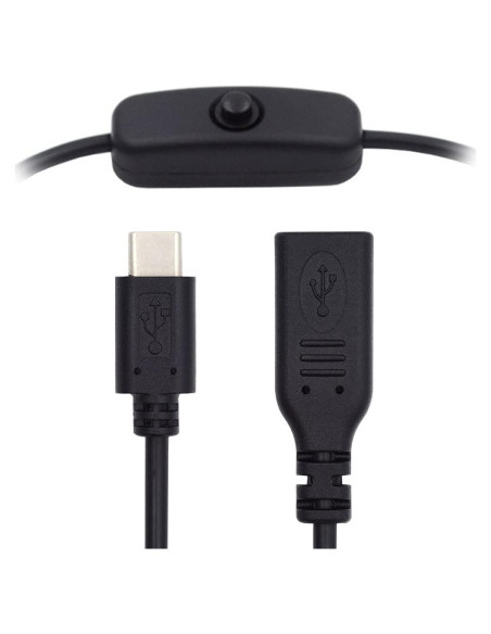 Cable USB-C Macho a Hembra con Interruptor xiwai 4A 10cm Cable USB-C Macho a Hembra con Interruptor xiwai 4A 10cm