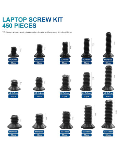 Kit de Tornillos para Laptop NINDEJIN 450PCS M2 M2.5 M3