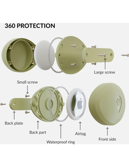 Soporte Airtag para Collar de Perro CollarDirect Verde Soporte Airtag para Collar de Perro CollarDirect Verde