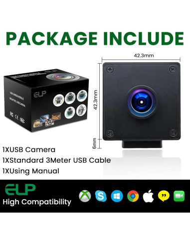 Cámara Web ELP 1080P 90fps USB con Obturador Global 110