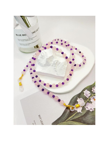 Cadena de Gafas de Moda con Cuentas - Cristal Rosa-Púrpura