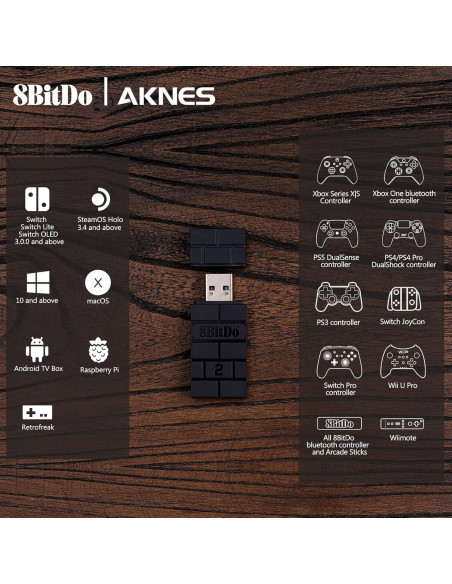 Adaptador Inalámbrico USB 8BitDo para Controladores PS5, Switch Adaptador Inalámbrico USB 8BitDo para Controladores PS5, Switch