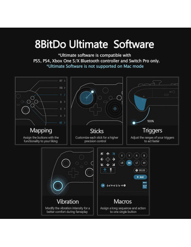 Adaptador Inalámbrico USB 8BitDo para Controladores PS5, Switch