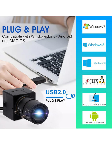Cámara Web USB 4K ALPCAM Varifocal 2.8-12mm Plug and Play Cámara Web USB 4K ALPCAM Varifocal 2.8-12mm Plug and Play