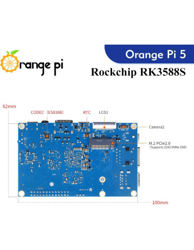 Computadora de Placa Única Orange Pi 5 8GB Rockchip RK3588S