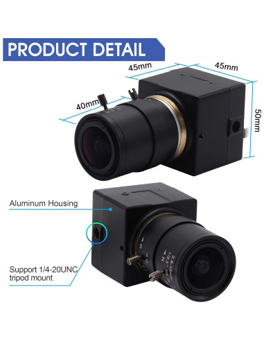 Cámara Web USB 4K ALPCAM Varifocal 2.8-12mm Plug and Play