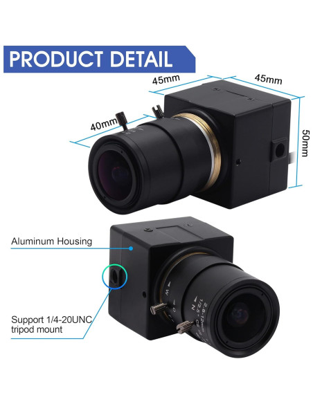 Cámara Web USB 4K ALPCAM Varifocal 2.8-12mm Plug and Play Cámara Web USB 4K ALPCAM Varifocal 2.8-12mm Plug and Play