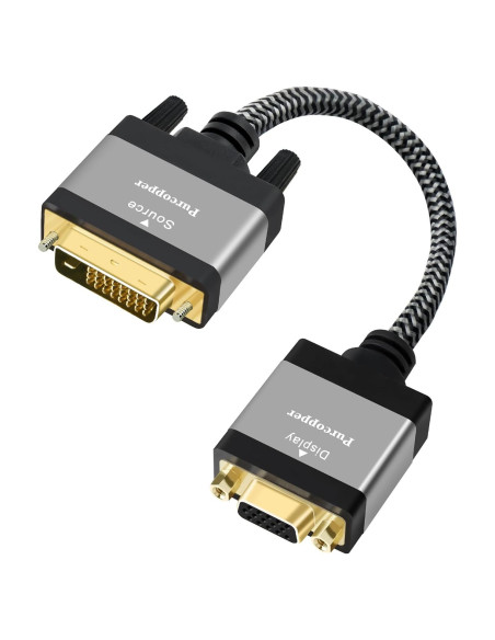 Adaptador DVI a VGA Purcopper 1080P Unidireccional 1 Paquete Adaptador DVI a VGA Purcopper 1080P Unidireccional 1 Paquete