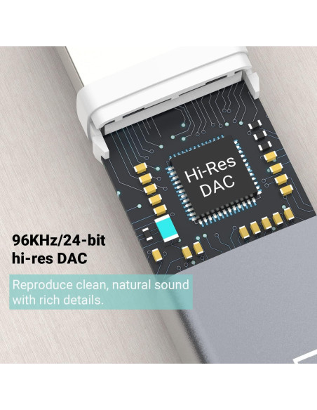 Adaptador de Audio USB a 3.5mm Cubilux 96KHz/24bit Adaptador de Audio USB a 3.5mm Cubilux 96KHz/24bit