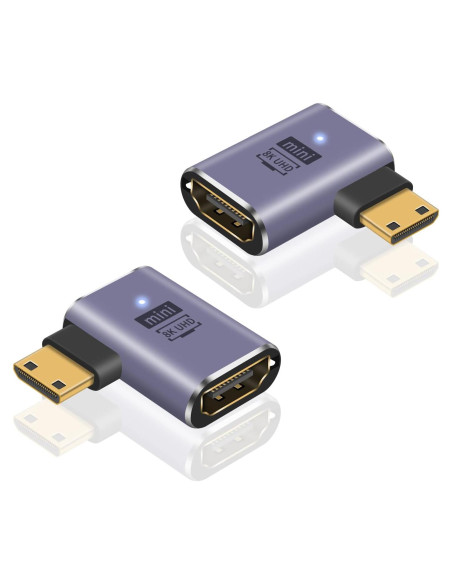 Adaptador Mini HDMI a HDMI 8K Poyiccot 90 Grados 48Gbps Adaptador Mini HDMI a HDMI 8K Poyiccot 90 Grados 48Gbps