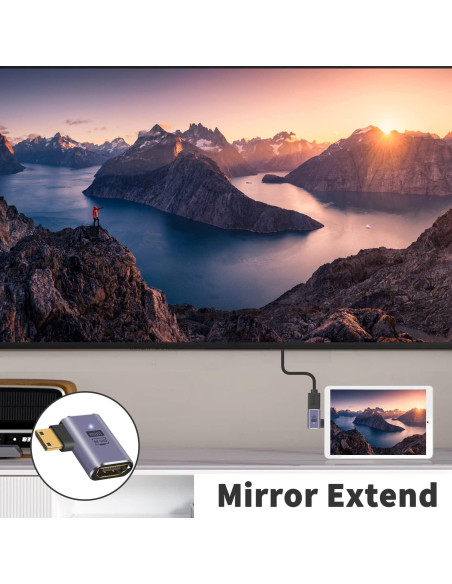 Adaptador Mini HDMI a HDMI 8K Poyiccot 90 Grados 48Gbps Adaptador Mini HDMI a HDMI 8K Poyiccot 90 Grados 48Gbps