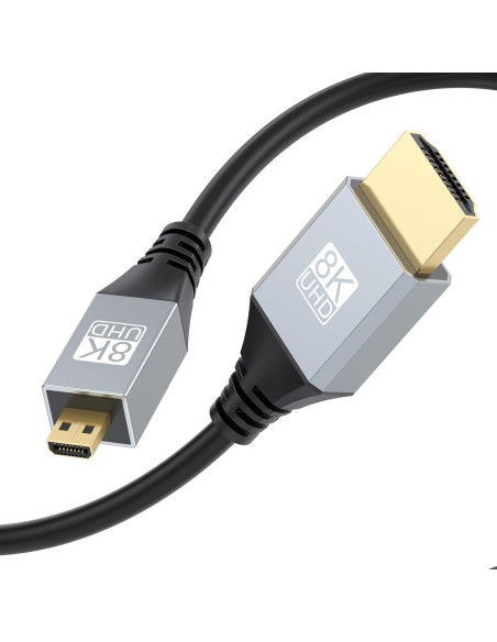 Cable Micro HDMI a HDMI URELEGAN 2.4M 8K 60Hz 48Gbps Cable Micro HDMI a HDMI URELEGAN 2.4M 8K 60Hz 48Gbps