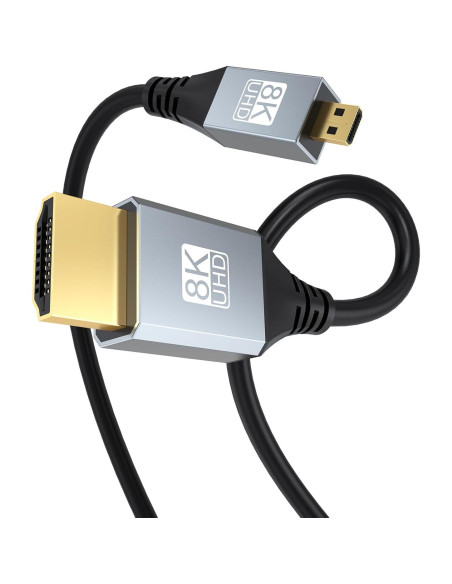 Cable Micro HDMI a HDMI URELEGAN 2.4M 8K 60Hz 48Gbps Cable Micro HDMI a HDMI URELEGAN 2.4M 8K 60Hz 48Gbps