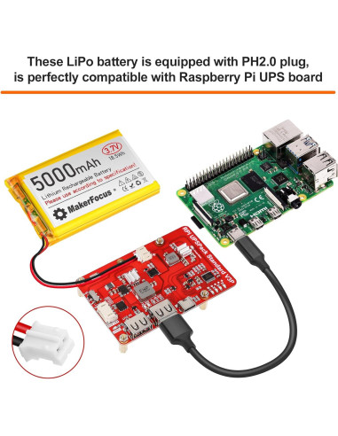 Batería de Polímero de Litio 3.7V 5000mAh YELUFT con Protección