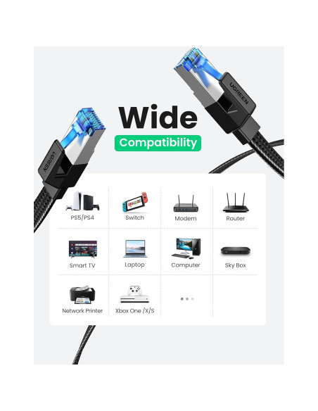 Cable Ethernet UGREEN Cat 8 0.46M 40Gbps 2000MHz RJ45 Cable Ethernet UGREEN Cat 8 0.46M 40Gbps 2000MHz RJ45