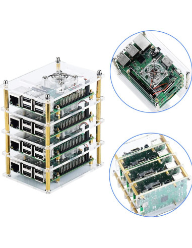 Estuche Acrílico DKARDU para Raspberry Pi 4/3/2 con Ventilador