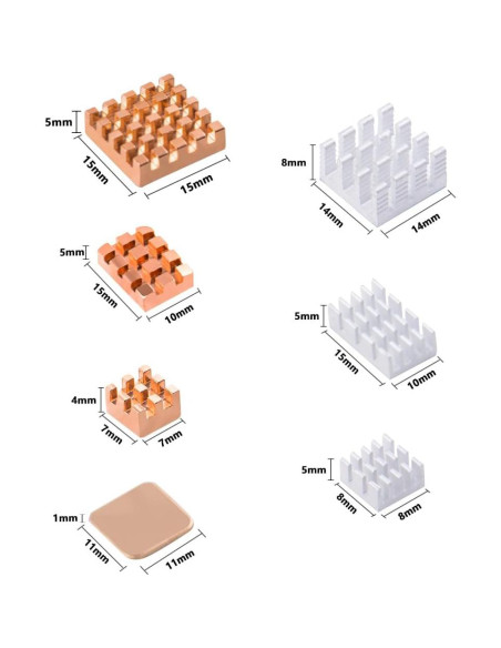 DVOZVO Kit de Disipadores de Calor para Raspberry Pi - 3 Aluminio y 4 Cobre DVOZVO Kit de Disipadores de Calor para Raspberry Pi - 3 Aluminio y 4 Cobre