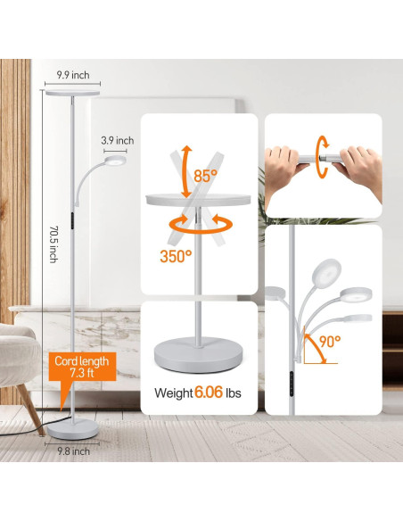 Lámpara de Pie LED OUTON 27W/2400LM y 7W/400LM Regulable Lámpara de Pie LED OUTON 27W/2400LM y 7W/400LM Regulable