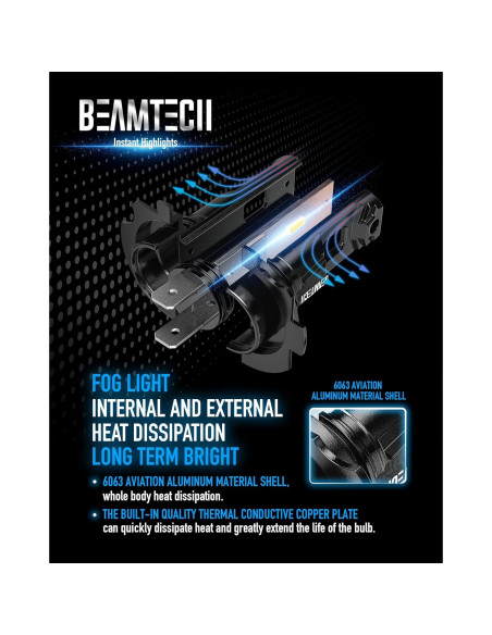 Bombillas de Luz de Niebla H7 BEAMTECH 6500K Paquete de 2 Bombillas de Luz de Niebla H7 BEAMTECH 6500K Paquete de 2