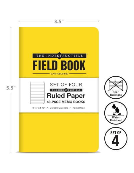 Cuaderno de Campo Indestructible Elan Publishing 4 Pzs Amarillo Cuaderno de Campo Indestructible Elan Publishing 4 Pzs Amarillo