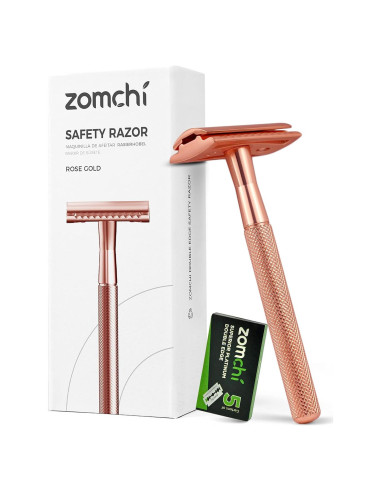 Razor de Seguridad ZOMCHI Oro Rosa con 5 Cuchillas Doble Filo