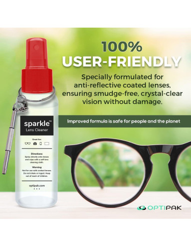 Kit de limpieza de lentes OPTIPAK - 2 sprays 59ml + paños